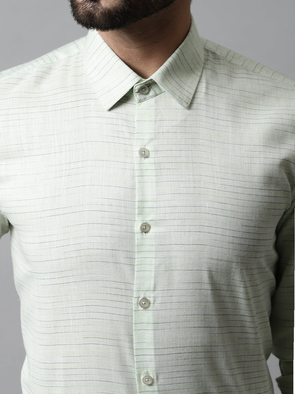 Jainish Men's Light-Green Cotton Classic Formal Shirt