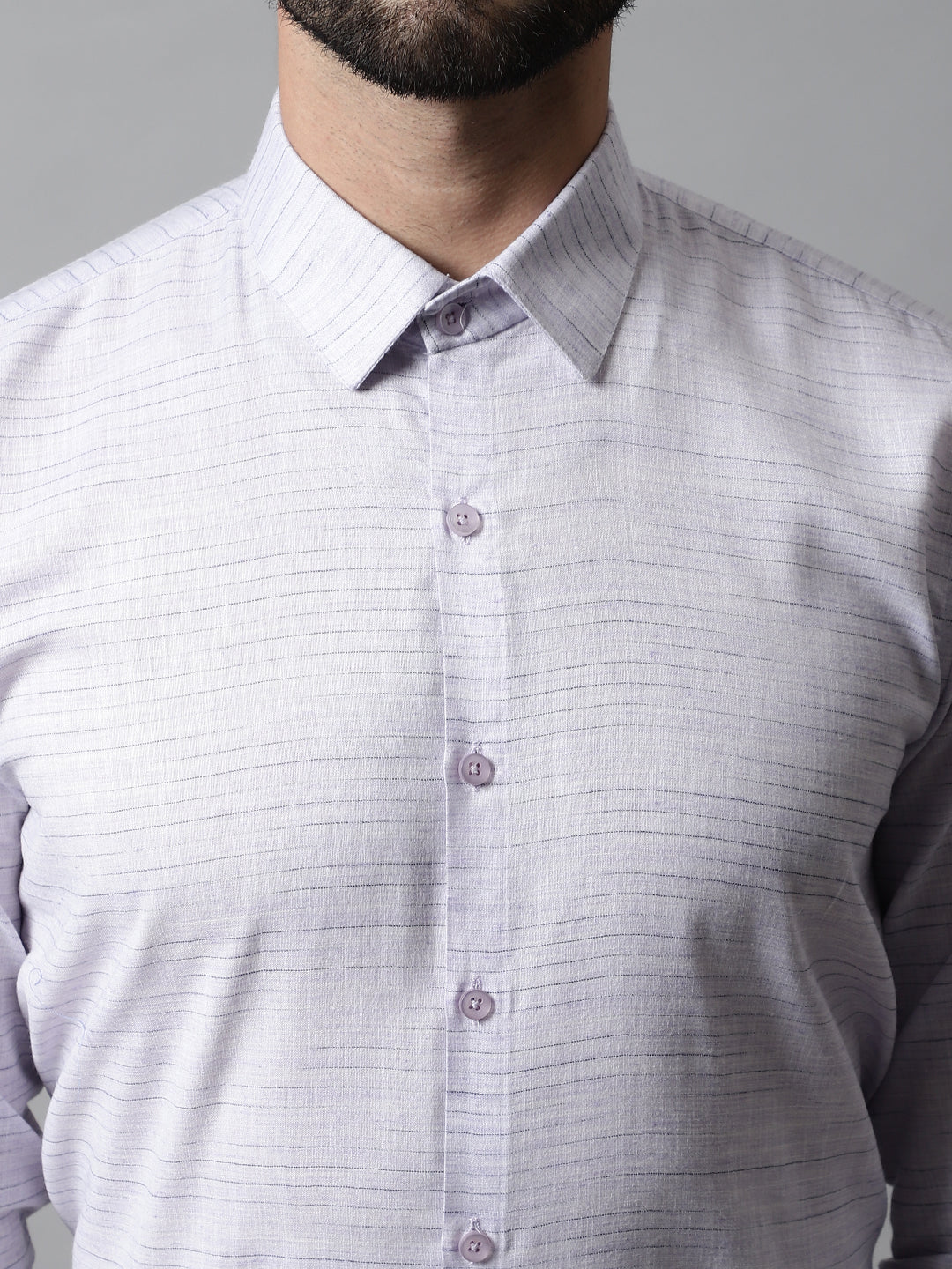 Jainish Men's Light-Purple Cotton Classic Formal Shirt