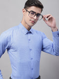 Jainish Men's Blue Micro Checked Formal Shirt