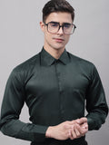 Jainish Men's Olive Green Dobby Textured Formal Shirt