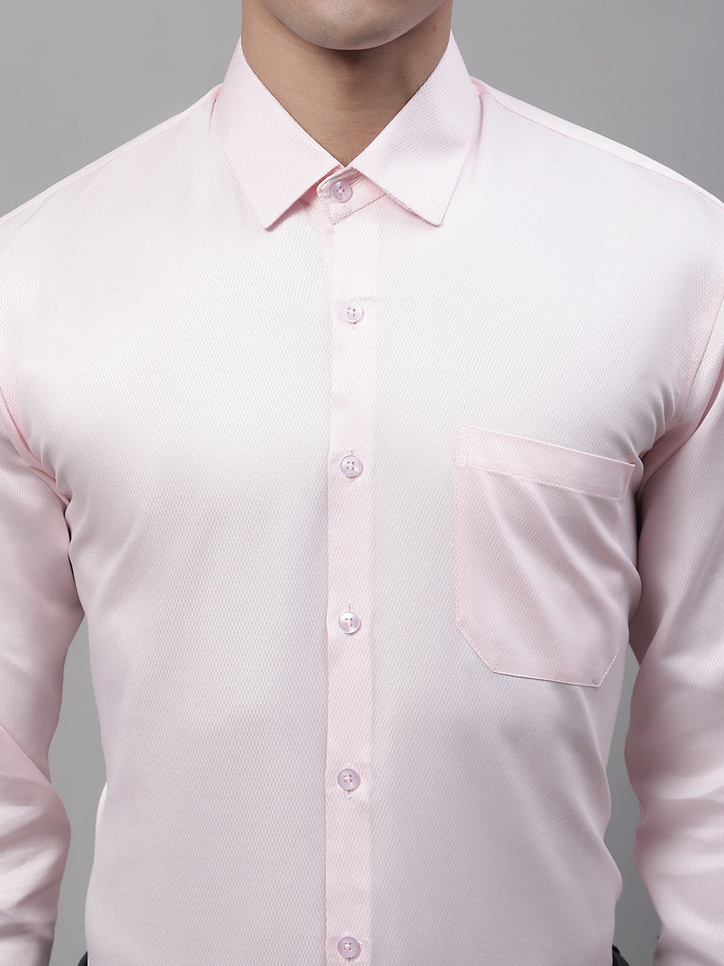 Jainish Men's Pink Dobby Textured Formal Shirt