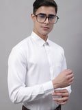 Jainish Men's White Dobby Textured Formal Shirt