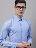 Jainish Men's Blue Vertical Striped Formal Shirt