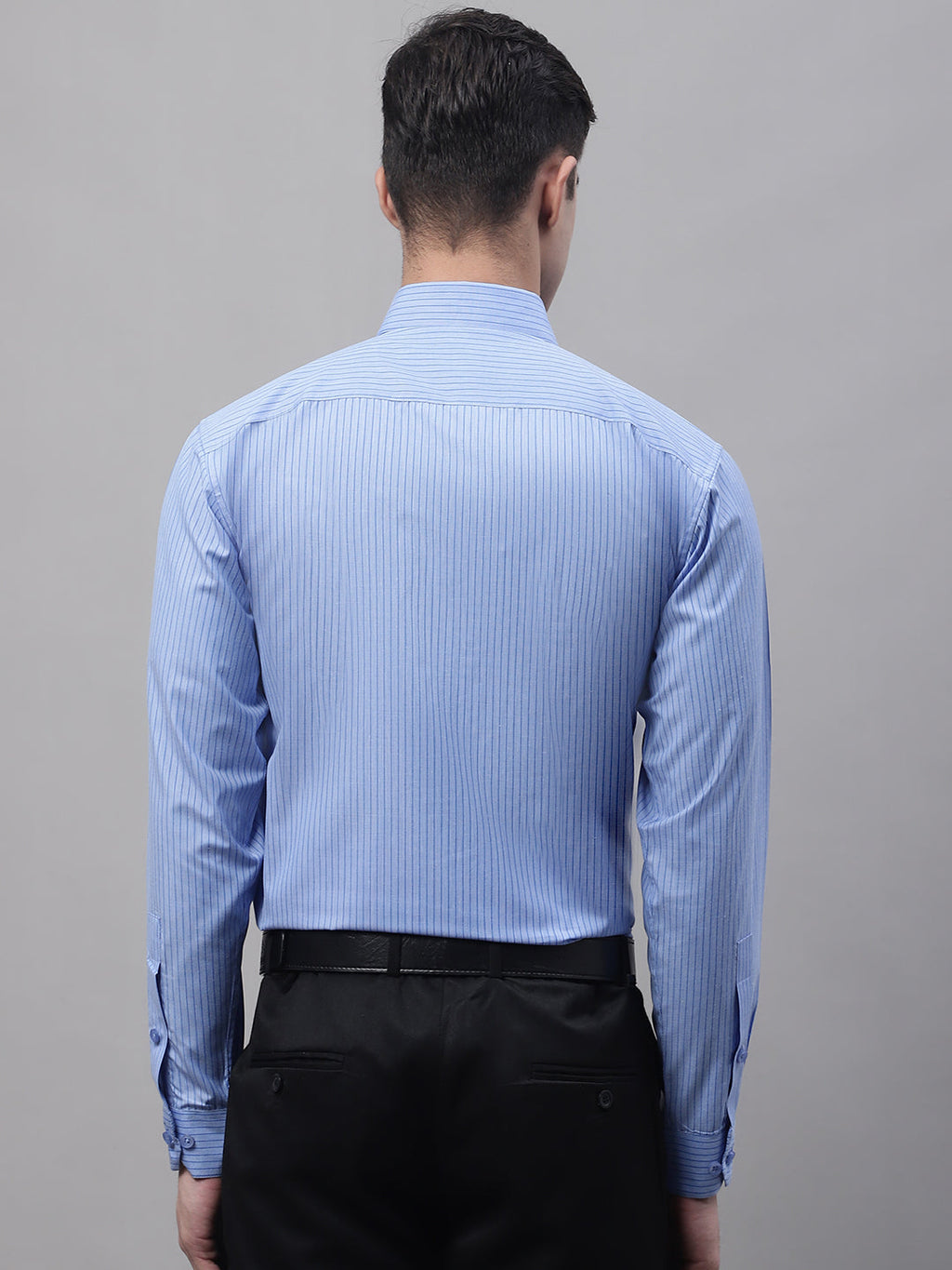 Jainish Men's Blue Vertical Striped Formal Shirt