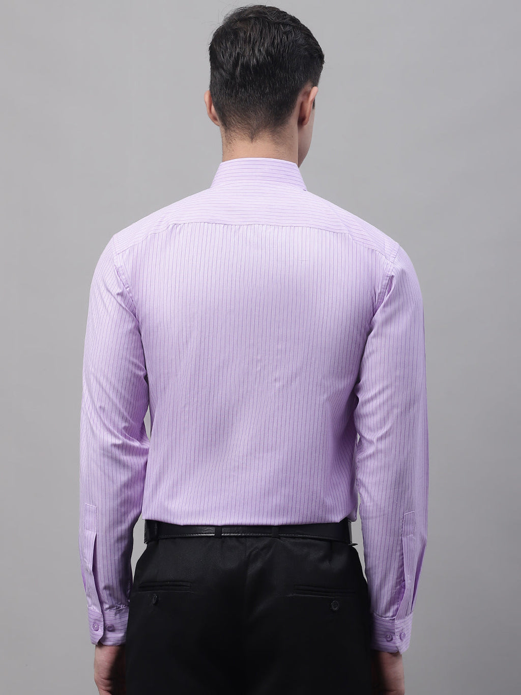 Jainish Men's Purple Vertical Striped Formal Shirt