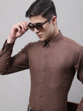 Jainish Men's Coffee Brown Cotton Solid Formal Shirt