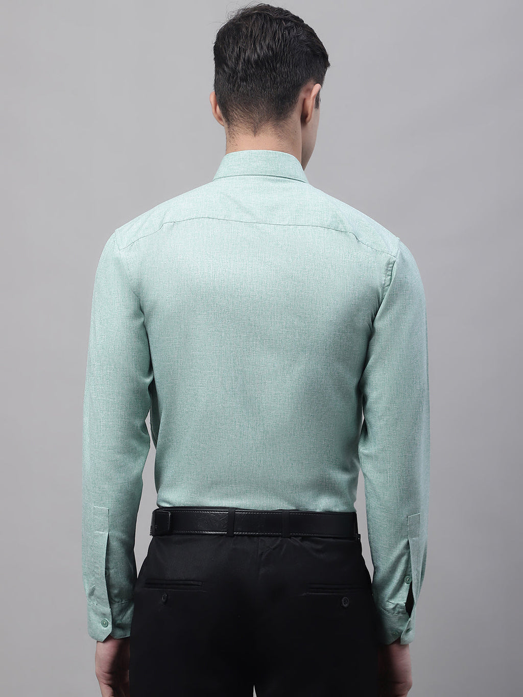 Jainish Men's Green Cotton Solid Formal Shirt