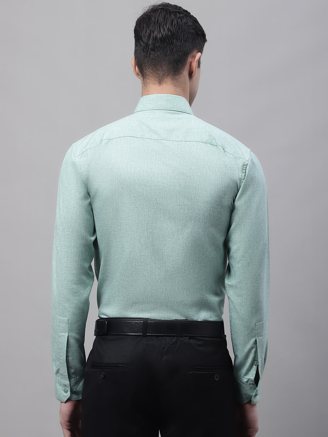 Jainish Men's Green Cotton Solid Formal Shirt