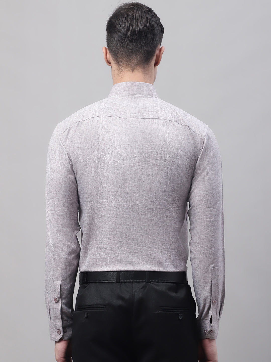 Jainish Men's Grey Cotton Solid Formal Shirt