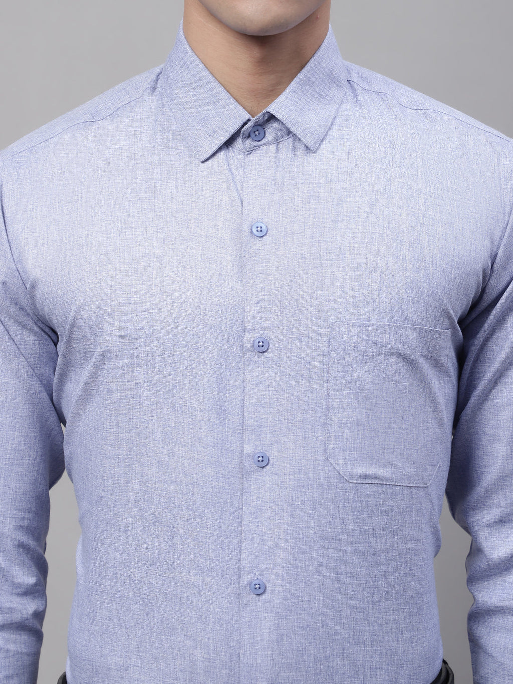 Jainish Men's Light-Grey Cotton Solid Formal Shirt