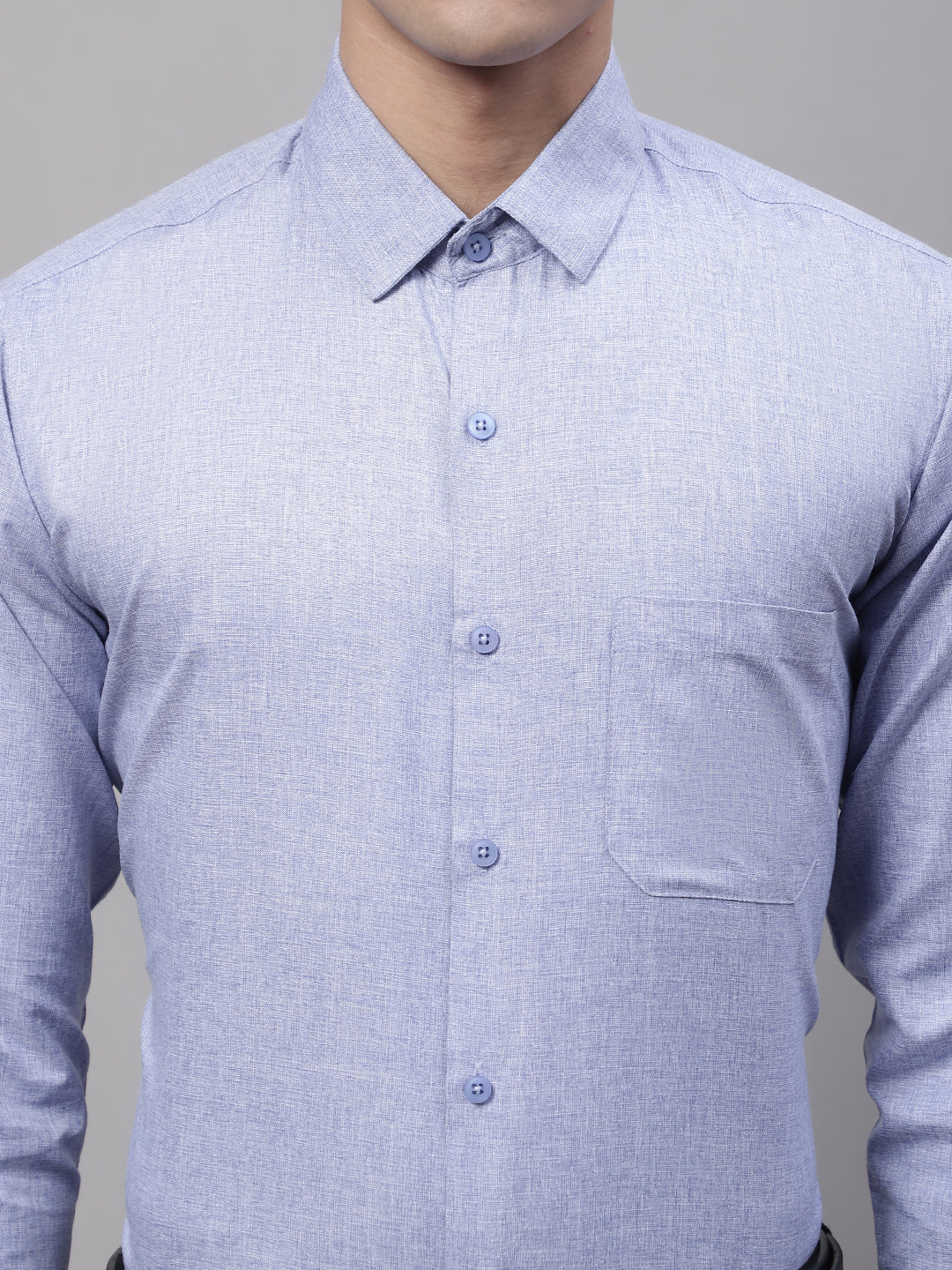 Jainish Men's Light-Grey Cotton Solid Formal Shirt
