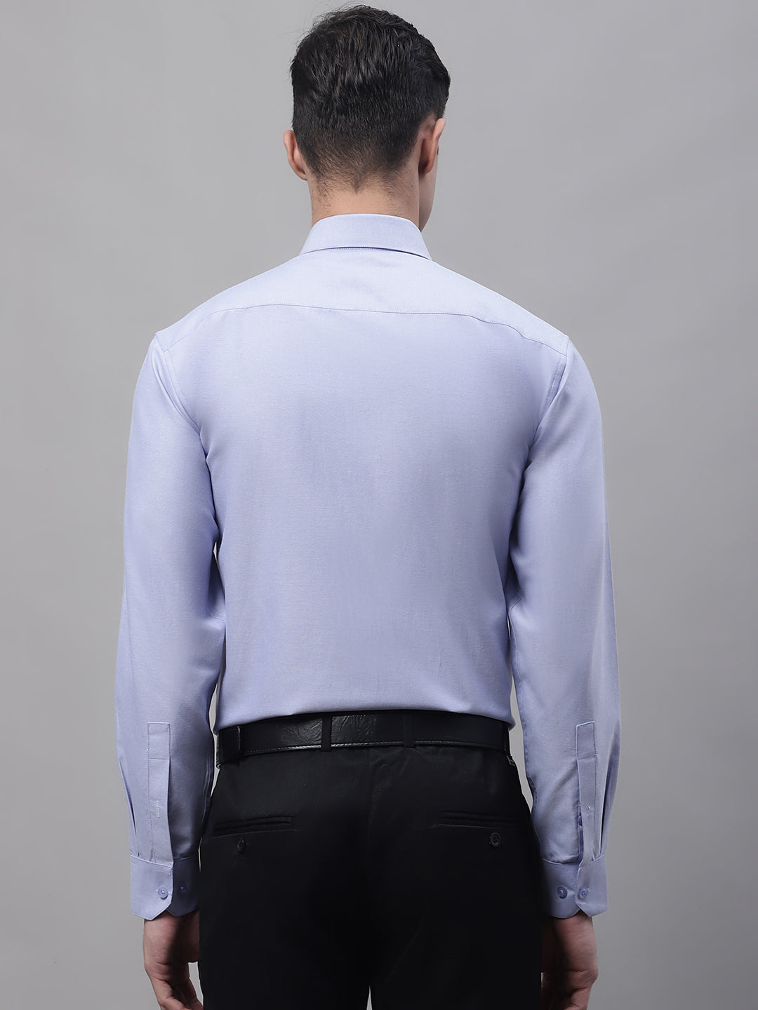 Jainish Men's Blue Cotton Solid Formal Shirt
