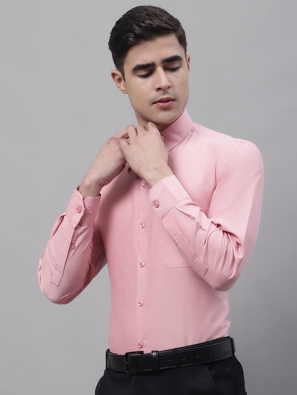 Jainish Men's Coral Cotton Solid Formal Shirt