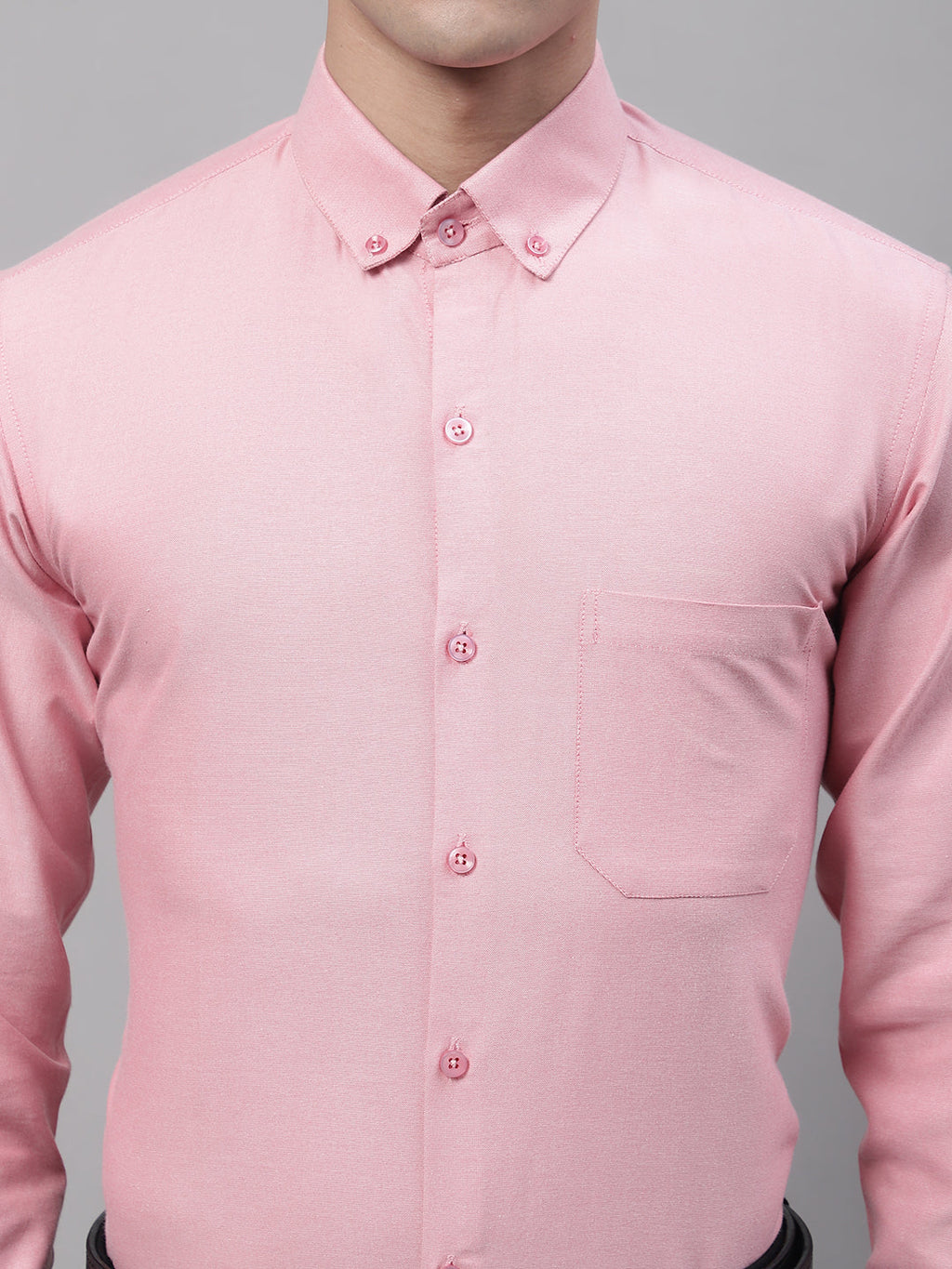 Jainish Men's Coral Cotton Solid Formal Shirt
