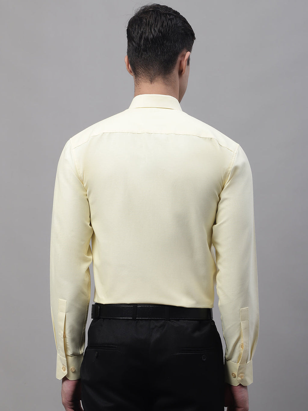 Jainish Men's Lemon Cotton Solid Formal Shirt