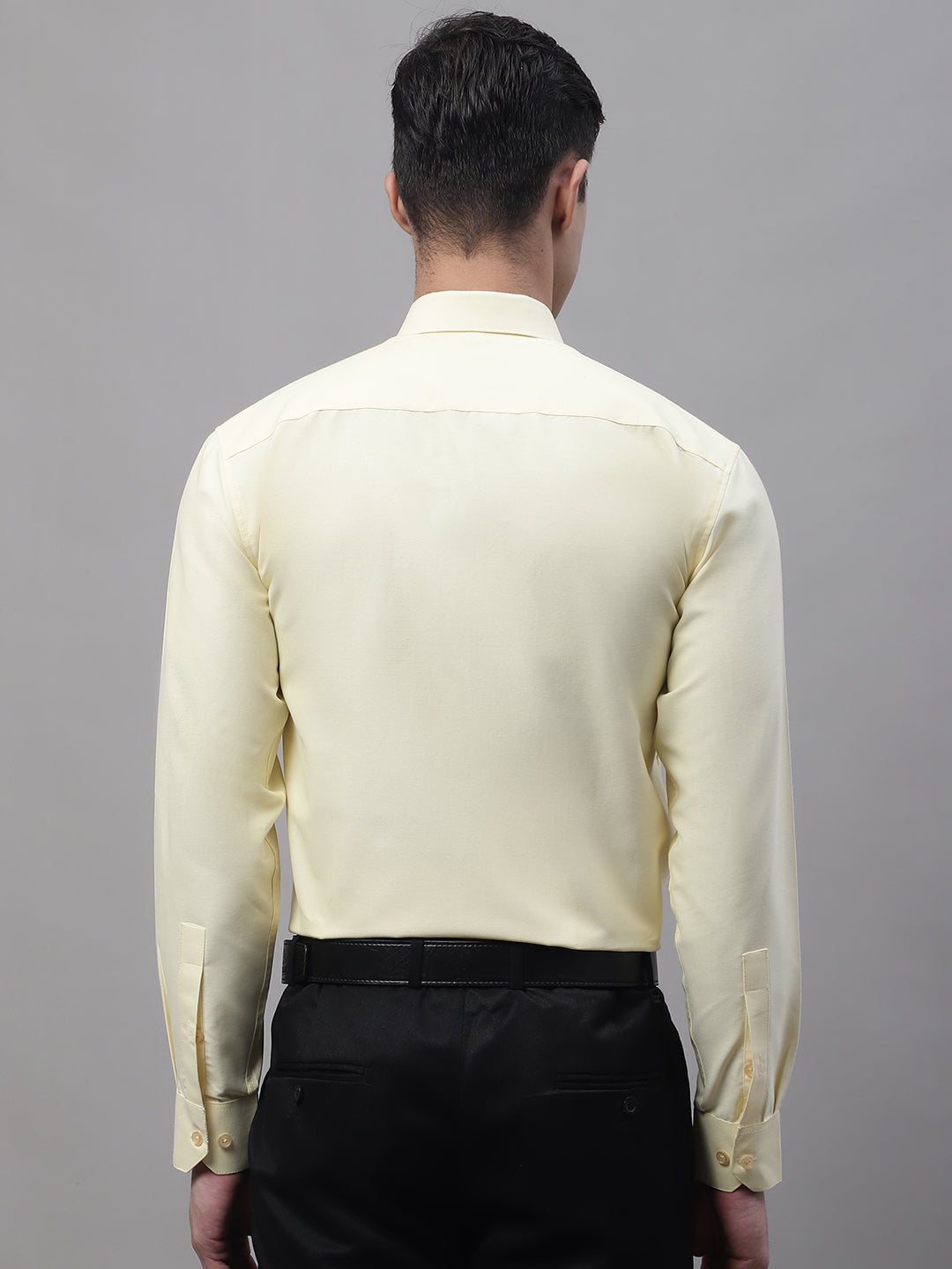 Jainish Men's Lemon Cotton Solid Formal Shirt