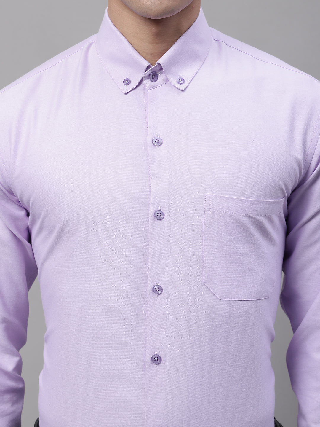 Jainish Men's Light Purple Cotton Solid Formal Shirt