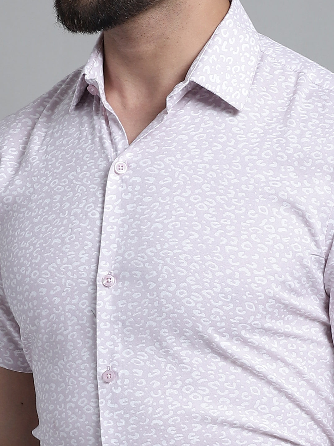 Jainish Men's Printed Formal Shirt - Purple