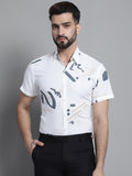 Jainish Men's Printed Formal Shirt - White