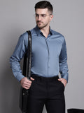 Jainish Men's Cotton Solid Formal Shirt - Grey