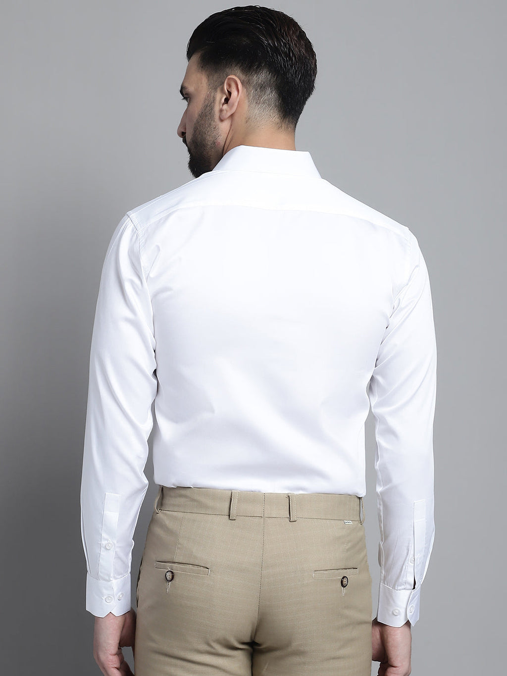 Jainish Men's Cotton Solid Formal Shirt - White