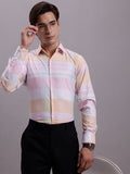 Jainish Men's Cotton Blend Checked Formal Shirt - Pink