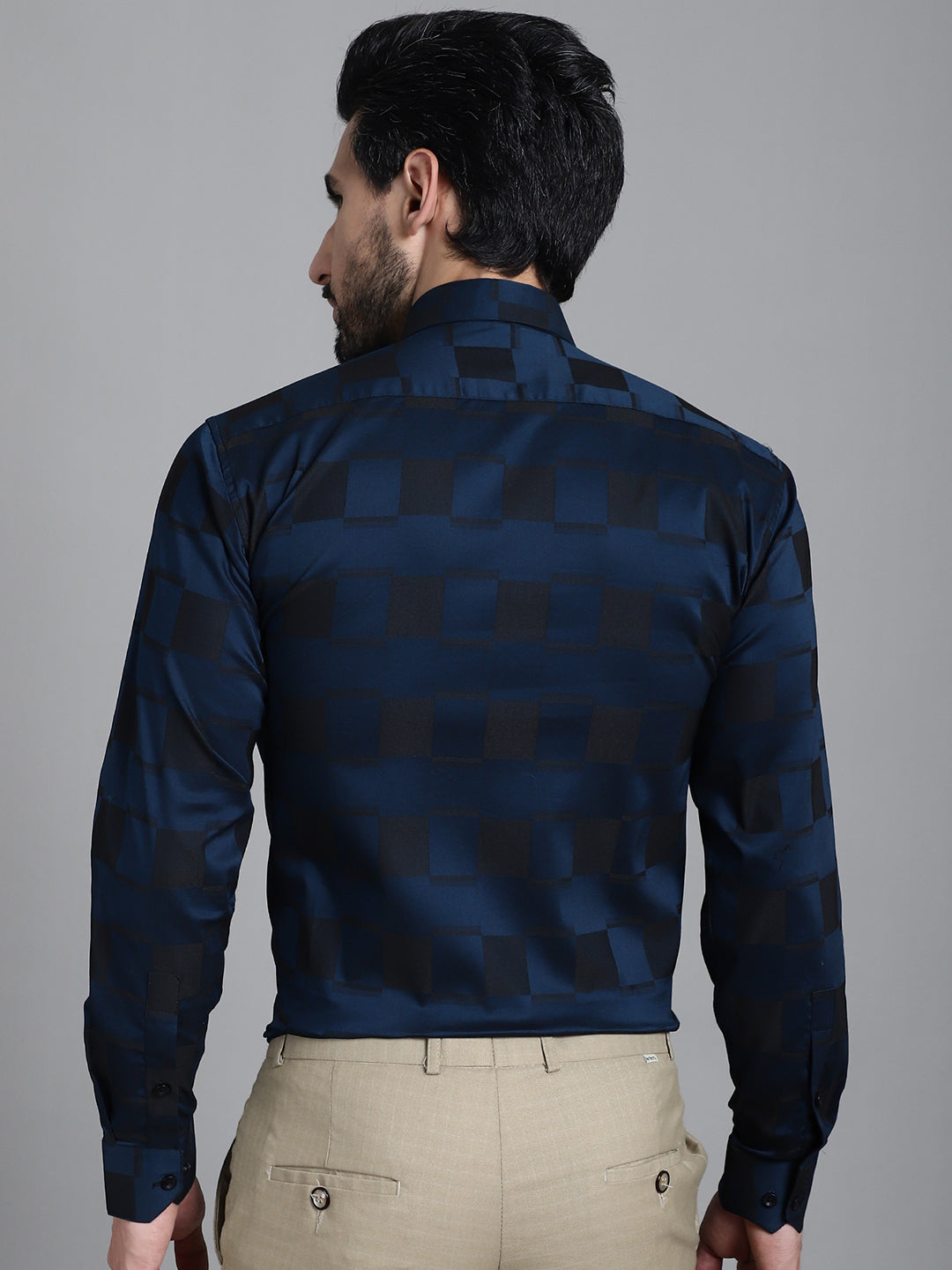 Indian Needle Men's Printed Formal Shirt - Peacock