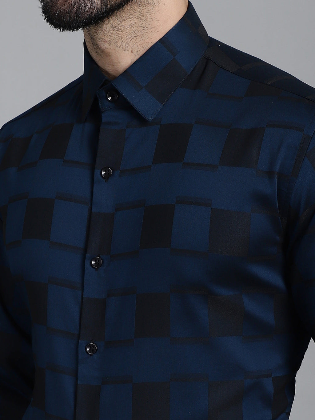 Indian Needle Men's Printed Formal Shirt - Peacock