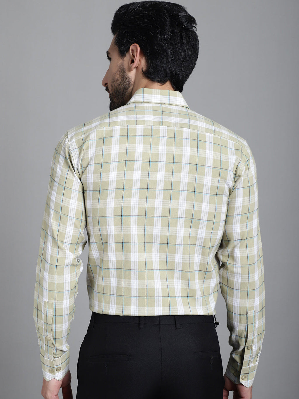 Indian Needle Men's Checked Formal Shirt - Beige