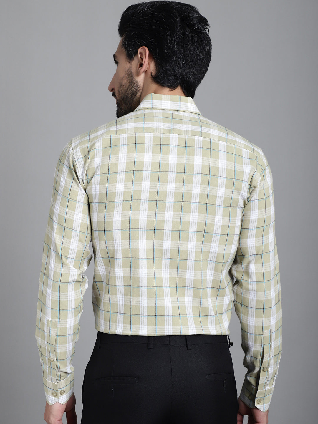 Indian Needle Men's Checked Formal Shirt - Beige