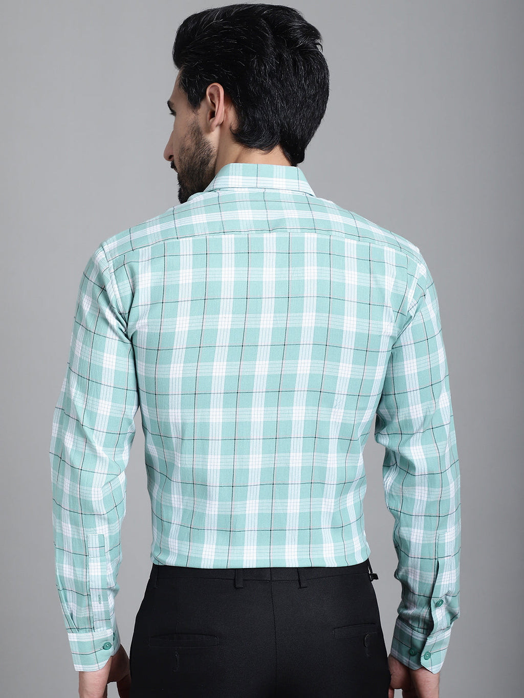 Indian Needle Men's Checked Formal Shirt - Green