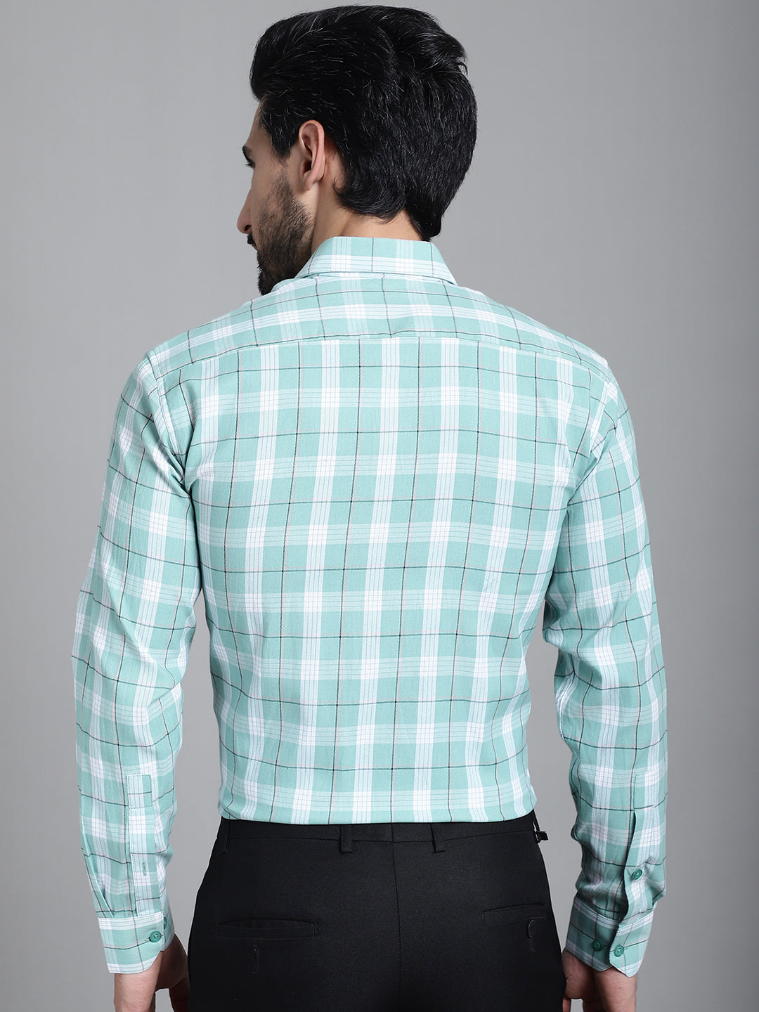 Indian Needle Men's Checked Formal Shirt - Green