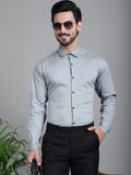 Indian Needle Men's Woven Design Formal Shirt - Steel-Grey