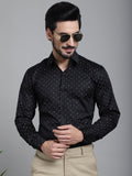 Indian Needle Men's Printed Formal Shirt - Black