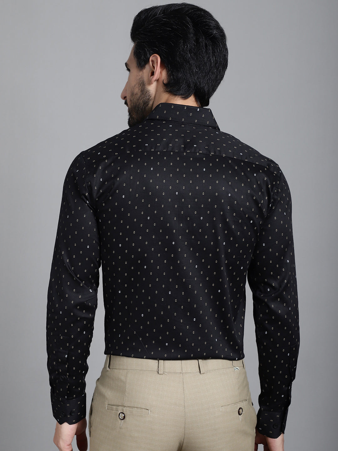 Indian Needle Men's Printed Formal Shirt - Black
