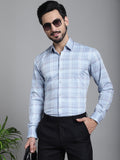 Indian Needle Men's Checked Formal Shirt - Blue