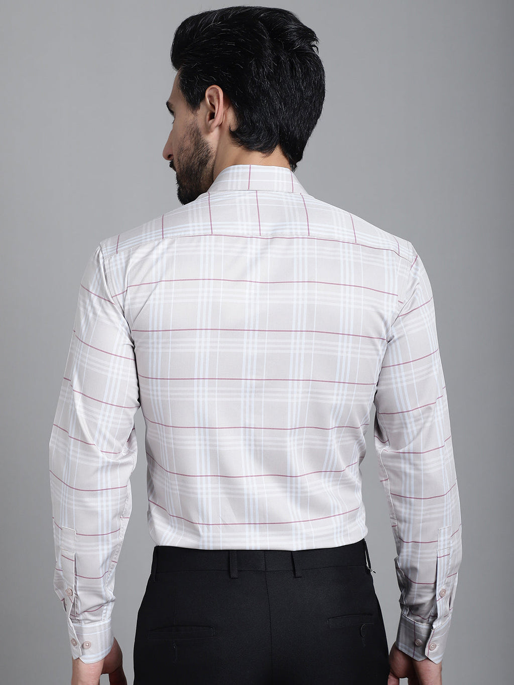 Indian Needle Men's Checked Formal Shirt - Cream