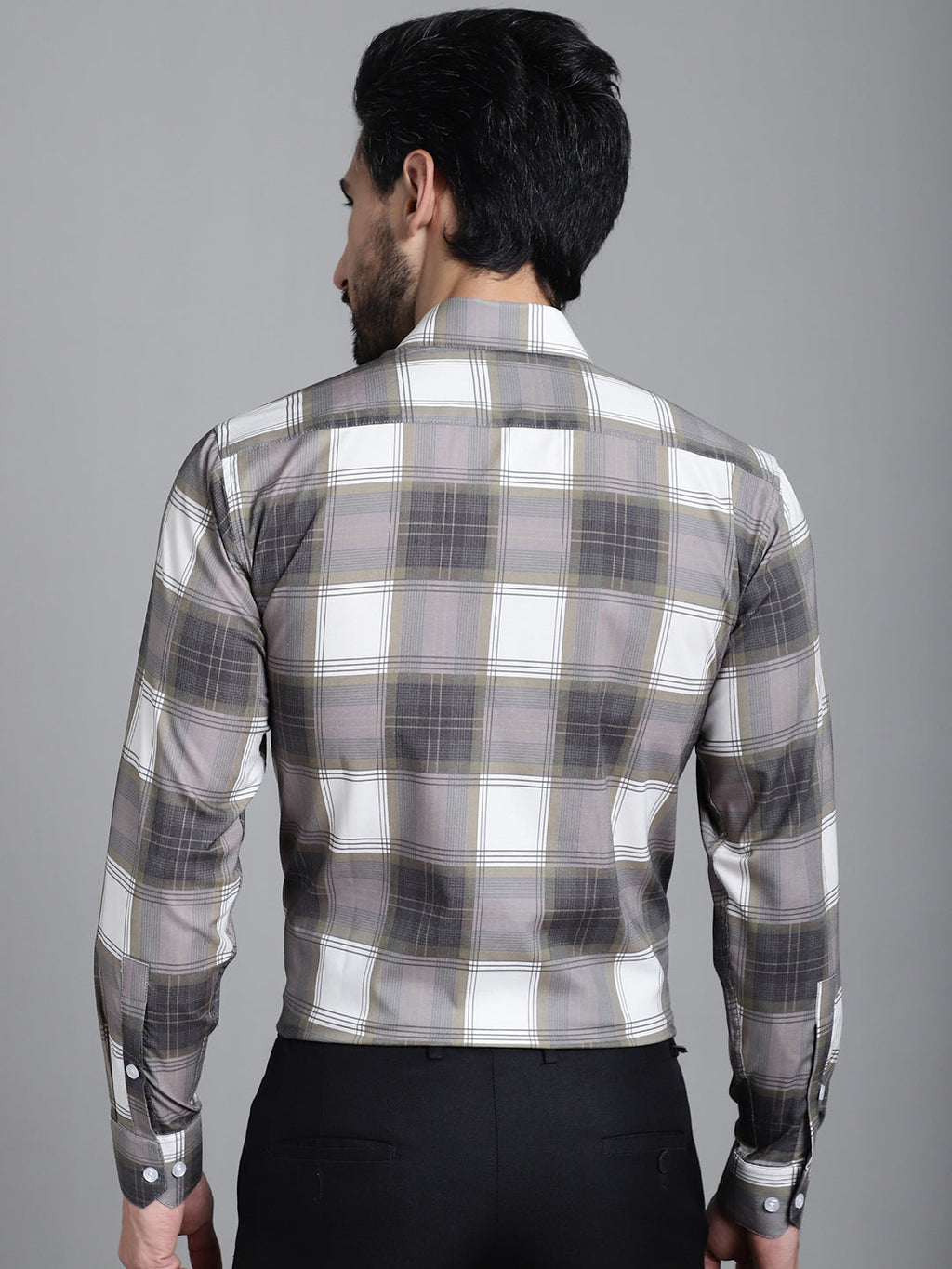 Indian Needle Men's Checked Formal Shirt - Brown