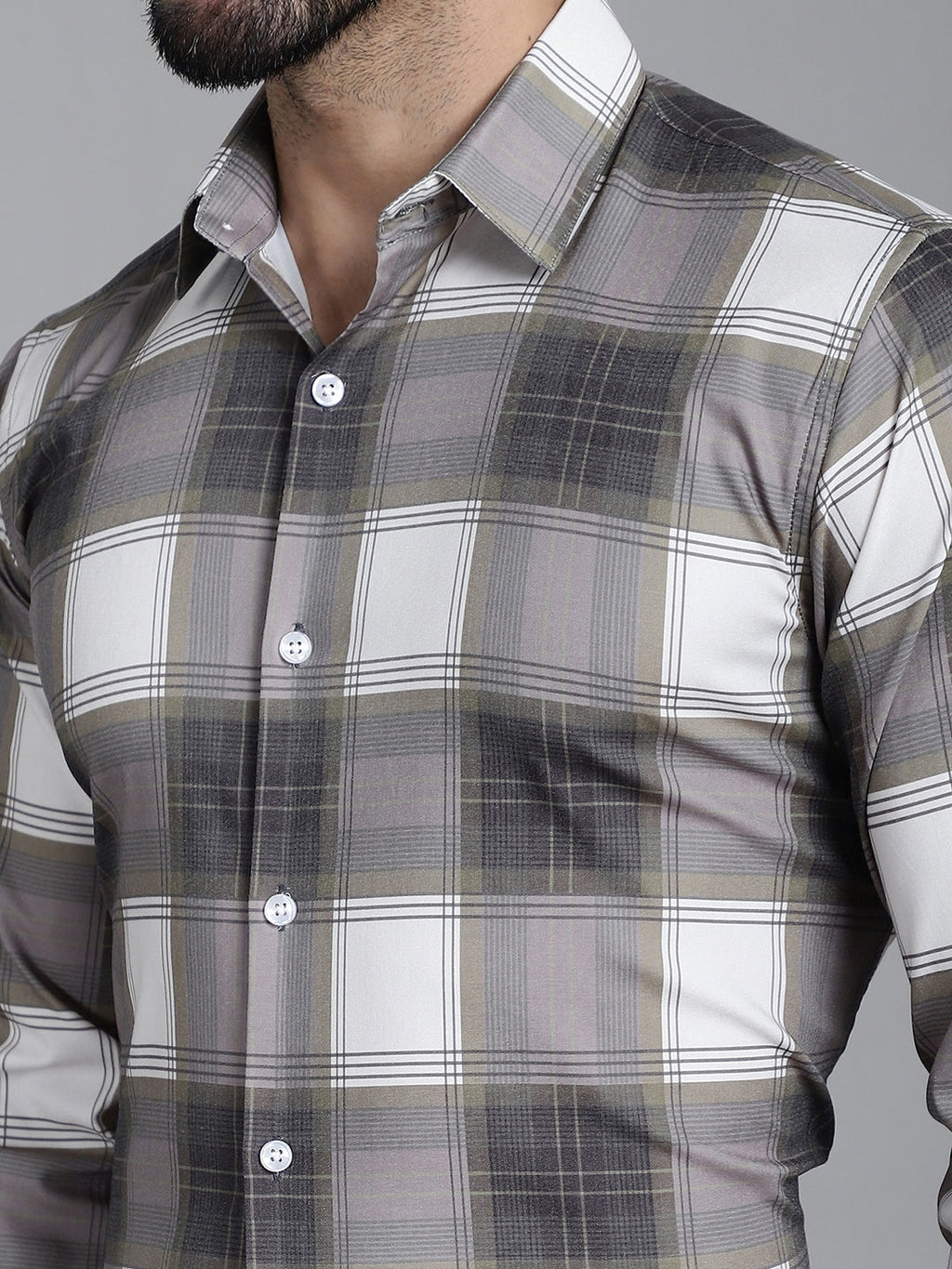Indian Needle Men's Checked Formal Shirt - Brown