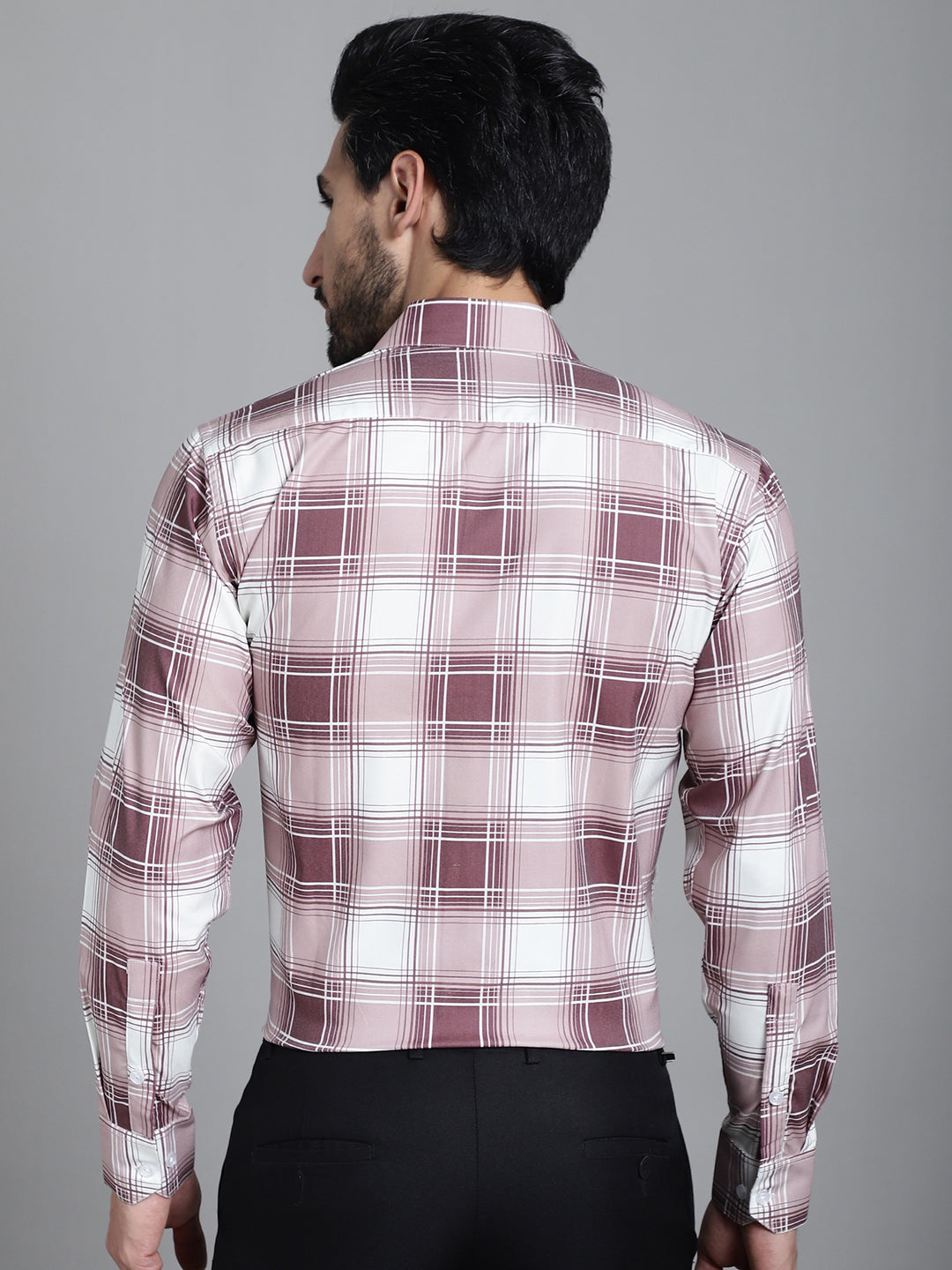Indian Needle Men's Checked Formal Shirt - Maroon
