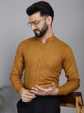 Indian Needle Men's Cotton Solid Formal Shirt - Mustard