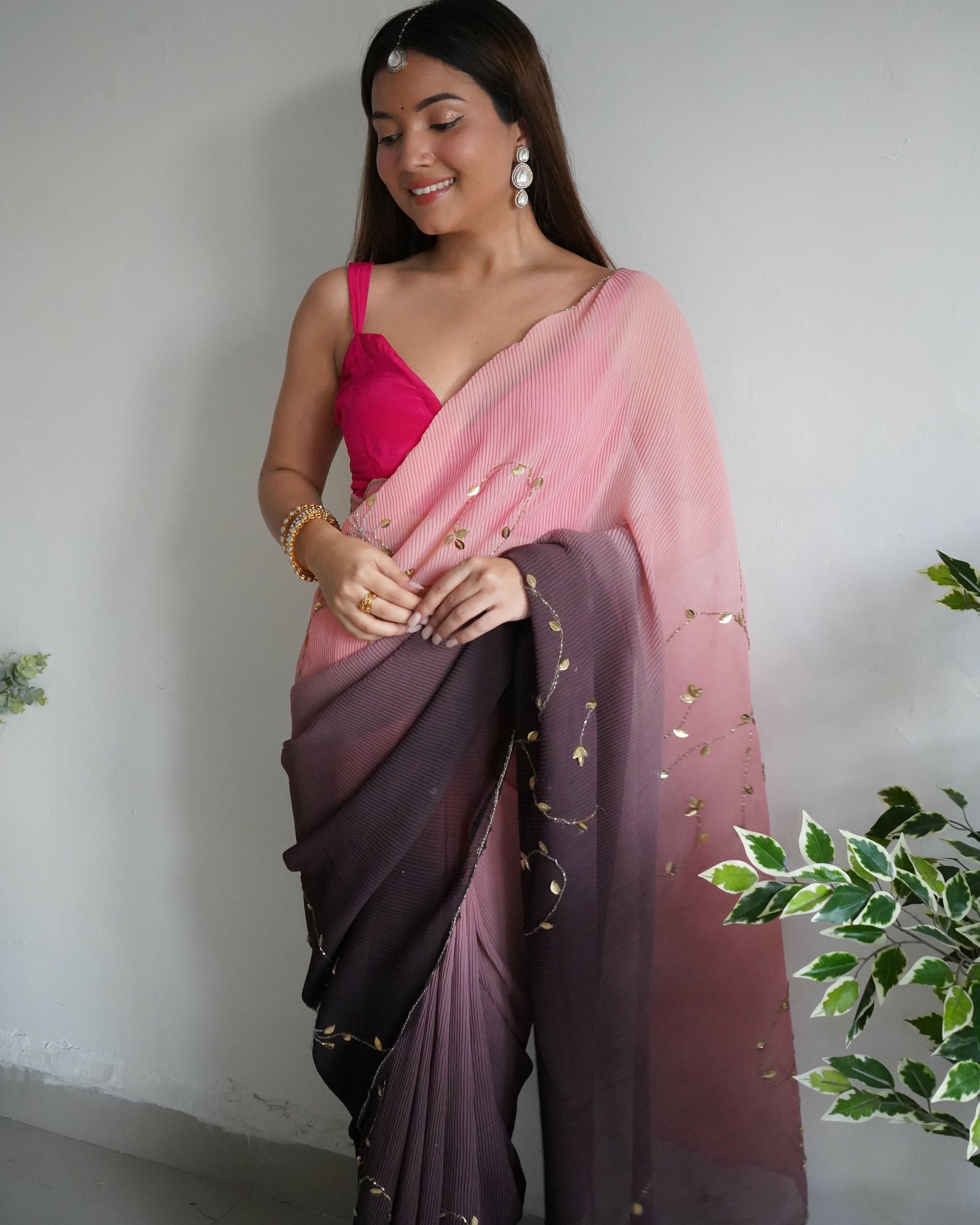 Vamsee Antara Brown Georgette Saree