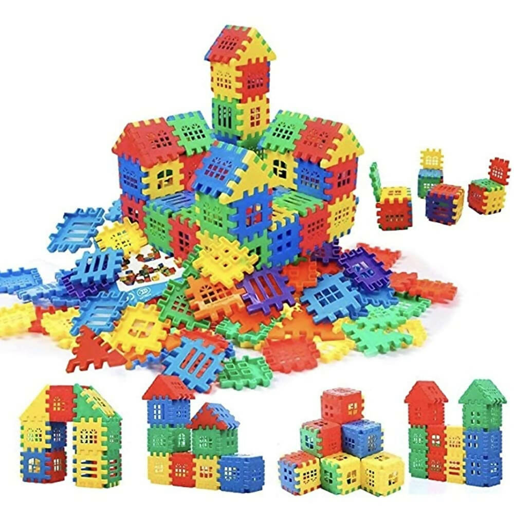 Kipa Multi Colored 72 Pcs Mega Jumbo Happy Home House Building Blocks with Attractive Windows and Smooth Rounded Edges - Building Blocks for Kids