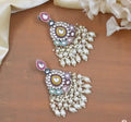 Jewel City Handcrafted Multicolor Kundan Pearl Chandbali Earrings | Traditional Ethnic Gold-Plated Indian Jewelry