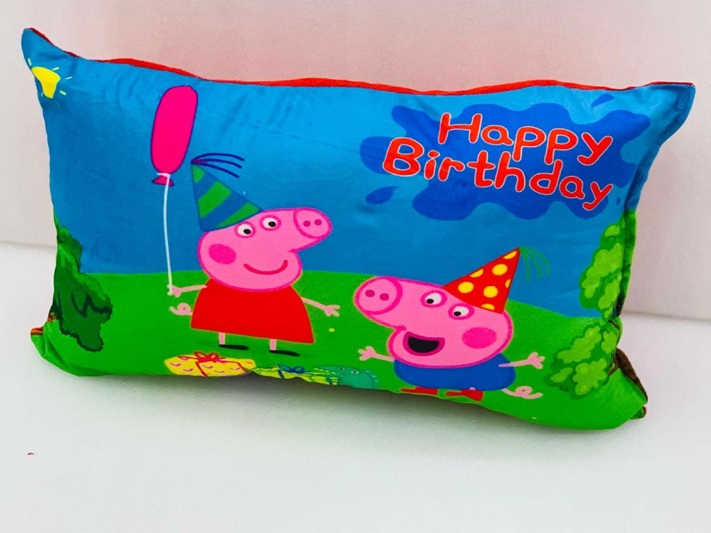 Unique Fashion Microfibre Filled Cushion For Kids - Happy Bday Peppa Pig