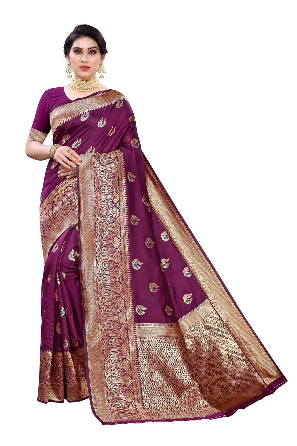 Vamika Purple Weaving Banarasi Jacquard Saree