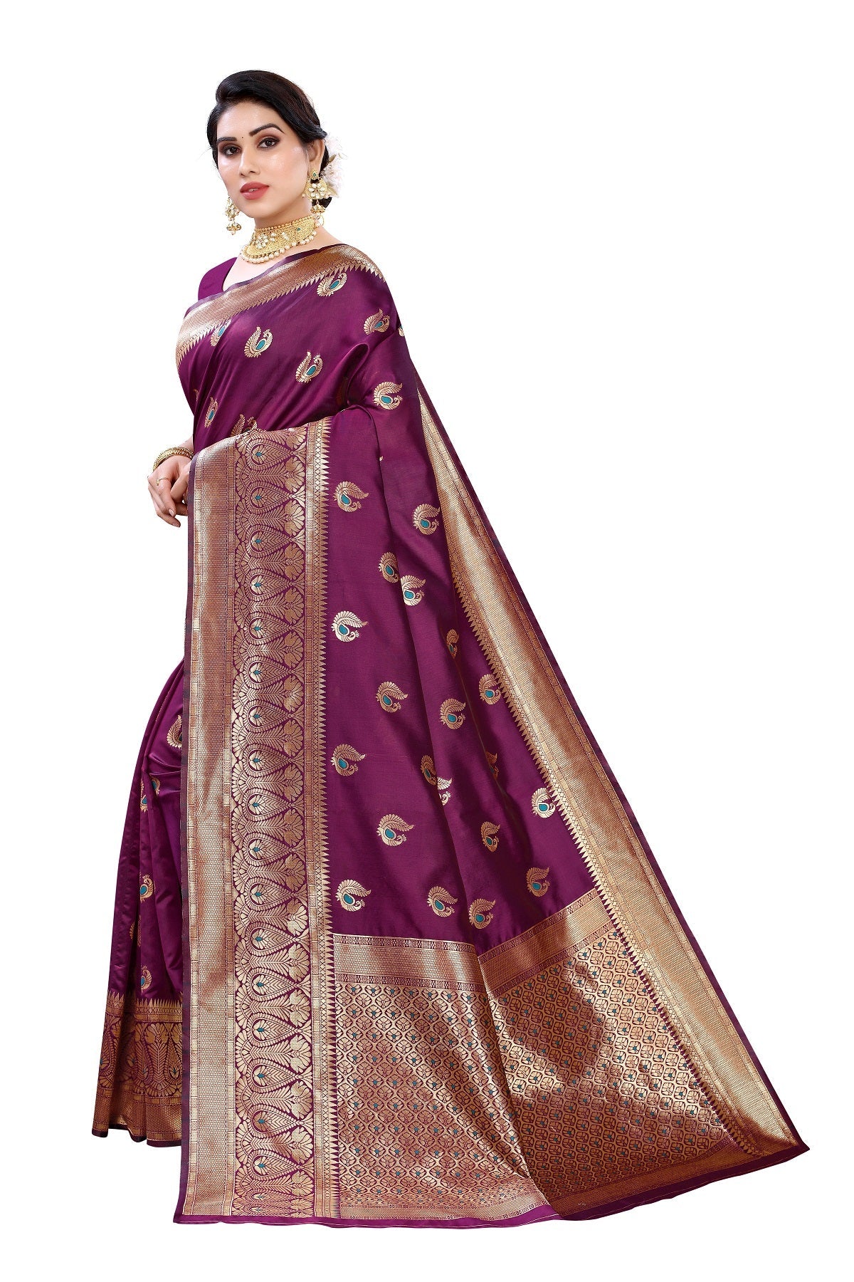 Vamika Purple Weaving Banarasi Jacquard Saree