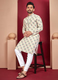 Prazu Fashion Off White Rayon Lucknowi Work Kurta