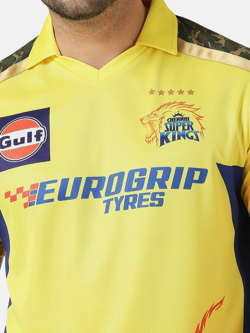 playR Men Printed Polo Collar Dri-FIT CSK Fan Jersey IPL, T20