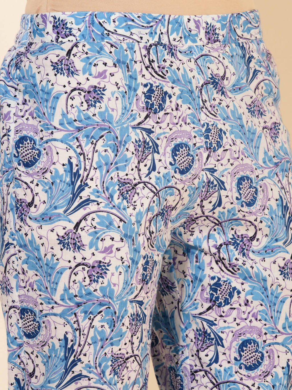 Janasya Women's White Cotton Floral Printed Casual Wrap Style Co-ords